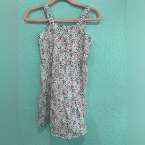 GAP Girls Floral Sundress White Pink Green L 10/12 cottagecore summer wedding